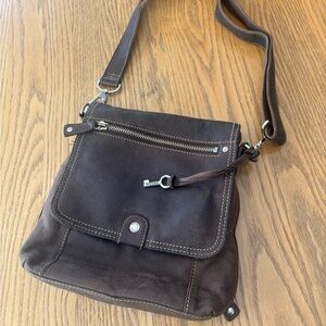 Brown Fossil Leather Crossbody Bag